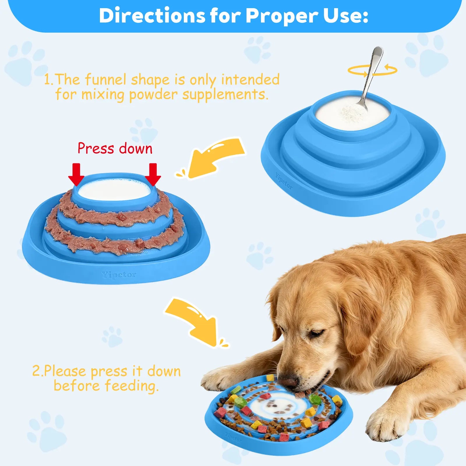 Yipetor Zen Disc: Sensory Calming Tool for Anxious Paws Lick Mat & Slow Feeder,Funnel-Center Foldable Silicone Lick Pad,Bpa Free, Easy to Clean & Dishwasher Safe, GDV Risk Reduction Puzzle Feeder for Semi-Moist Treats, for All Breeds Summervibes Petlovers