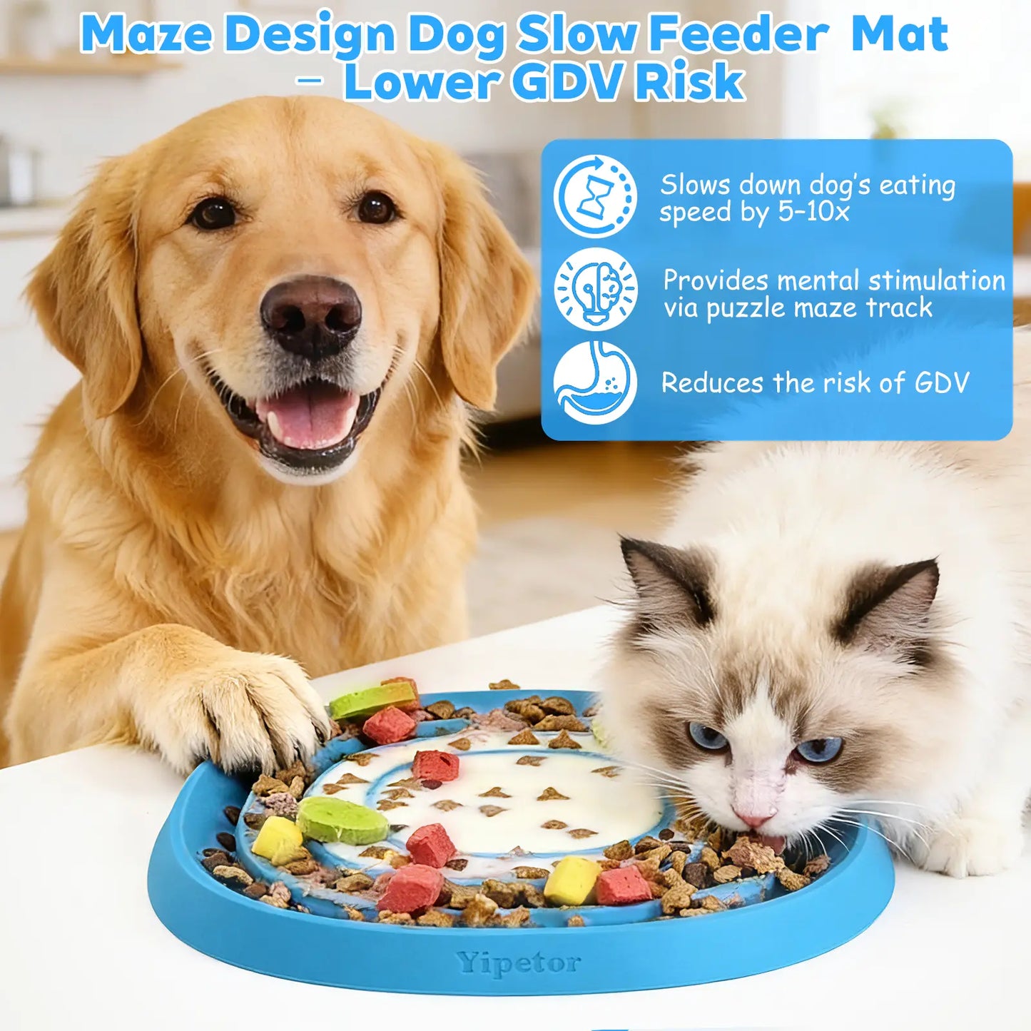 Yipetor Zen Disc: Sensory Calming Tool for Anxious Paws Lick Mat & Slow Feeder,Funnel-Center Foldable Silicone Lick Pad,Bpa Free, Easy to Clean & Dishwasher Safe, GDV Risk Reduction Puzzle Feeder for Semi-Moist Treats, for All Breeds Summervibes Petlovers